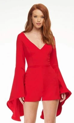 Ashley Lauren - 4442 V-Neck Fitted Romper