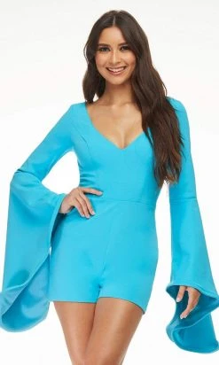 Ashley Lauren - 4442 V-Neck Fitted Romper