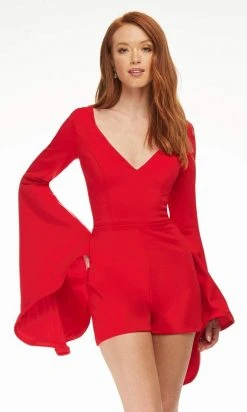 Ashley Lauren - 4442 V-Neck Fitted Romper
