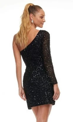 Ashley Lauren - 4457 Full Sequins One Shoulder Fitted Cocktail Dress