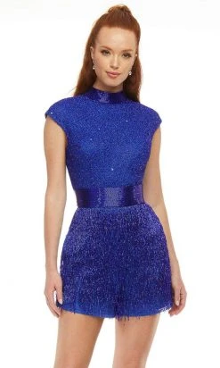 Ashley Lauren - 4460 High Neck Fitted Romper