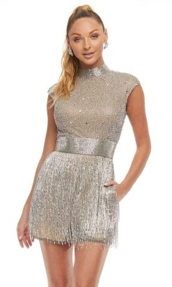 Ashley Lauren - 4460 High Neck Fitted Romper