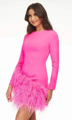 Ashley Lauren - 4465 Feathered Hem Fit Short Dress