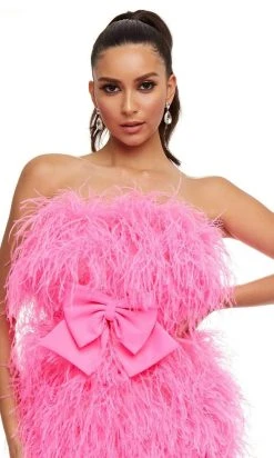 Ashley Lauren - 4467 Strapless Feather Designed Party Dress 7 Ashley Lauren - 4467 Strapless Feather Designed Party Dress