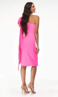 Ashley Lauren - 4480 Bow Tie Single Shoulder Midi Dress 12 Ashley Lauren - 4480 Bow Tie Single Shoulder Midi Dress