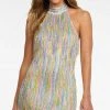 Ashley Lauren - 4486 Halter Rainbow Fringe Short Dress