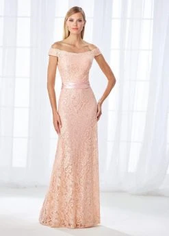 Cameron Blake By Mon Cheri Cameron Blake - 118670 Off-the-Shoulder Scalloped Lace Evening Gown