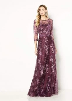 Cameron Blake By Mon Cheri Cameron Blake - 118682 Quarter-Length Sleeve A-line Gown