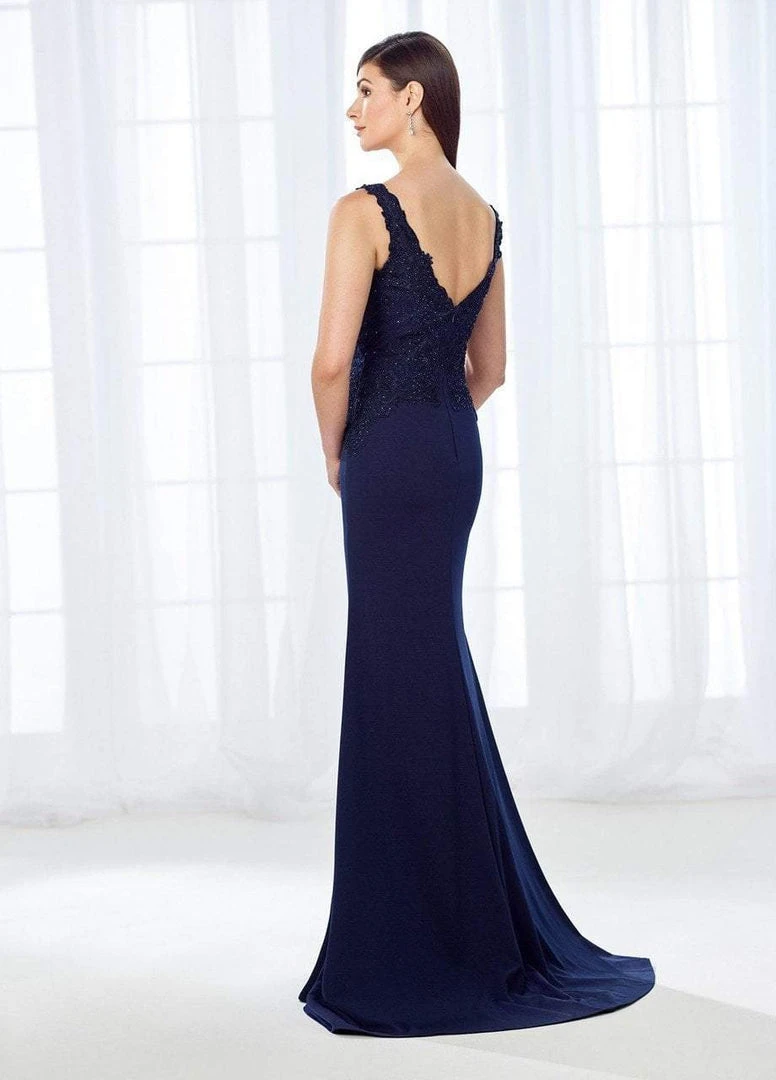 Cameron Blake By Mon Cheri Cameron Blake - 118684 Shimmering Bateau Beaded Lace Jersey Gown 4 Cameron Blake By Mon Cheri Cameron Blake - 118684 Shimmering Bateau Beaded Lace Jersey Gown
