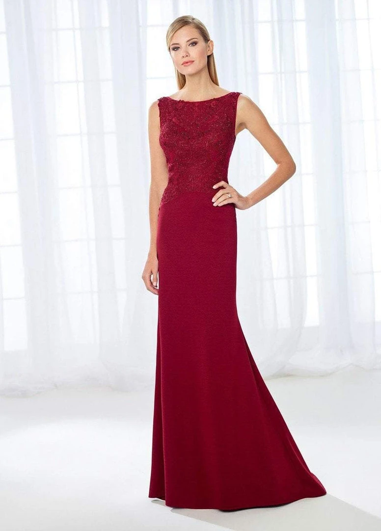 Cameron Blake By Mon Cheri Cameron Blake - 118684 Shimmering Bateau Beaded Lace Jersey Gown 5 Cameron Blake By Mon Cheri Cameron Blake - 118684 Shimmering Bateau Beaded Lace Jersey Gown