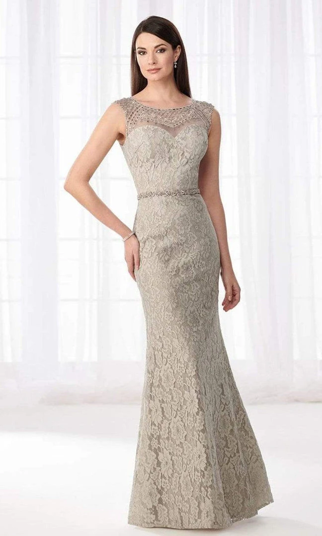 Cameron Blake By Mon Cheri Cameron Blake - 218606 Illusion Beaded Neckline Trumpet Gown 3 Cameron Blake By Mon Cheri Cameron Blake - 218606 Illusion Beaded Neckline Trumpet Gown