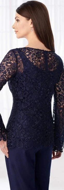 Cameron Blake By Mon Cheri Cameron Blake - 218611 Three-piece Sheer Lace Pantsuit