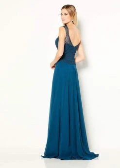 Cameron Blake By Mon Cheri Cameron Blake - 219690 Embroidered V-neck Chiffon A-line Gown