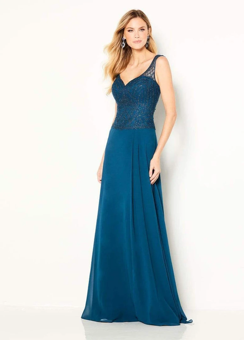 Cameron Blake By Mon Cheri Cameron Blake - 219690 Embroidered V-neck Chiffon A-line Gown 3 Cameron Blake By Mon Cheri Cameron Blake - 219690 Embroidered V-neck Chiffon A-line Gown