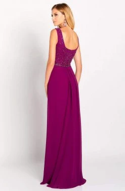 Cameron Blake By Mon Cheri - 119641W Asymmetrical Beaded Chiffon Gown