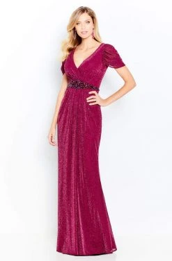 Cameron Blake By Mon Cheri - 120615W Ruched Short Sleeves Sheath Dress