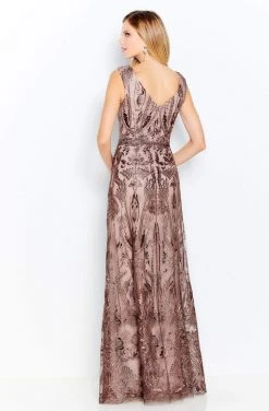 Cameron Blake By Mon Cheri - 120616 Lace Embroidered V-Neck Dress