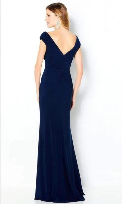 Cameron Blake By Mon Cheri - 220634 V Neck Ruffle Drape Jersey Gown