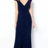 Cameron Blake By Mon Cheri - 220634 V Neck Ruffle Drape Jersey Gown