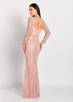 Cameron Blake By Mon Cheri - Bead-Trimmed Allover Lace Gown 119652W - 1 Pc English Rose In Size 18W Available