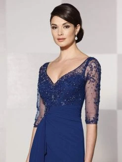 Cameron Blake By Mon Cheri - Beaded Quarter Sleeve Cascade Gown 214689 7 Cameron Blake By Mon Cheri - Beaded Quarter Sleeve Cascade Gown 214689