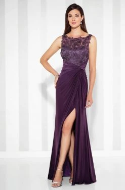 Cameron Blake By Mon Cheri Fit And Flare Gown 117613 - 1 Pc Eggplant In Size 4 And 1 Pc Royal Blue In Size 10 Available