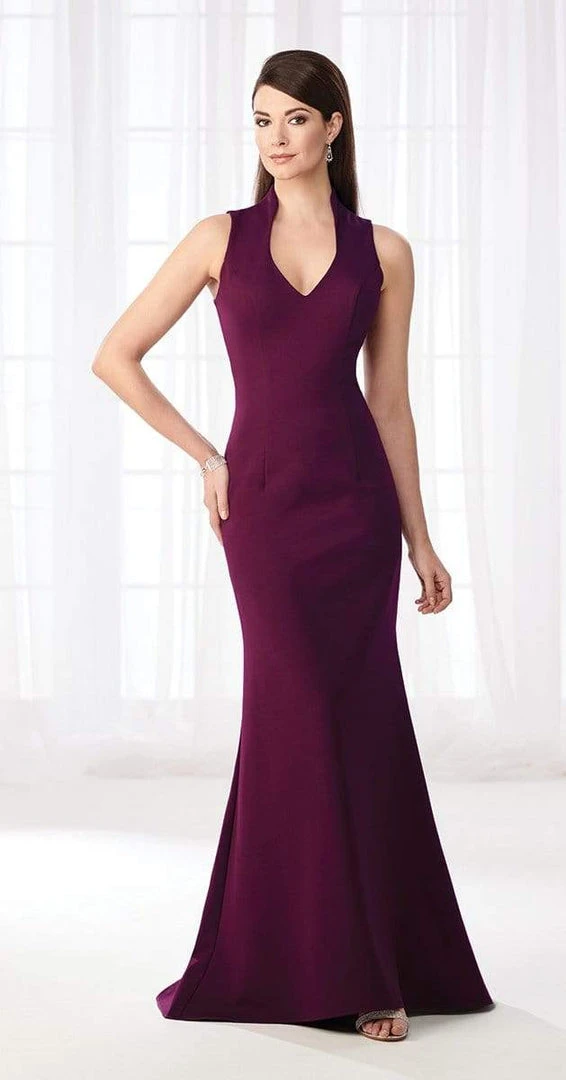 Cameron Blake By Mon Cheri Cameron Blake - Seamed V-Neck Jersey Trumpet Evening Dress 218625 - 2 Pcs Grape In Sizes 14 And 18 And 1 Pc Black In Size 18 Available 3 Cameron Blake By Mon Cheri Cameron Blake - Seamed V-Neck Jersey Trumpet Evening Dress 218625 - 2 Pcs Grape In Sizes 14 And 18 And 1 Pc Black In Size 18 Available