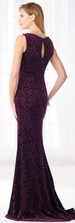 Cameron Blake By Mon Cheri Cameron Blake - Sleeveless V Neck Sheath Evening Dress 218602 - 1 Pc Amethyst In Size 8 Available