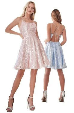 Cinderella Divine - AM398 Shimmering Sequins A-Line Cocktail Dress