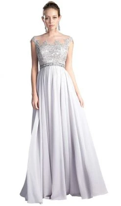 Cinderella Divine - Beaded Lace Illusion Bateau A-line Dress 18 Cinderella Divine - Beaded Lace Illusion Bateau A-line Dress
