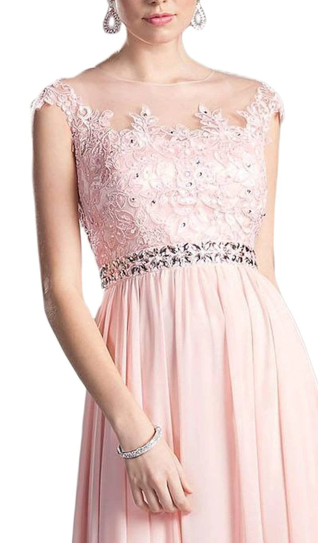 Cinderella Divine - Beaded Lace Illusion Bateau A-line Dress 6 Cinderella Divine - Beaded Lace Illusion Bateau A-line Dress