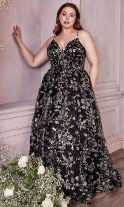 Cinderella Divine CB073C - Plunging V Neck A Line Gown