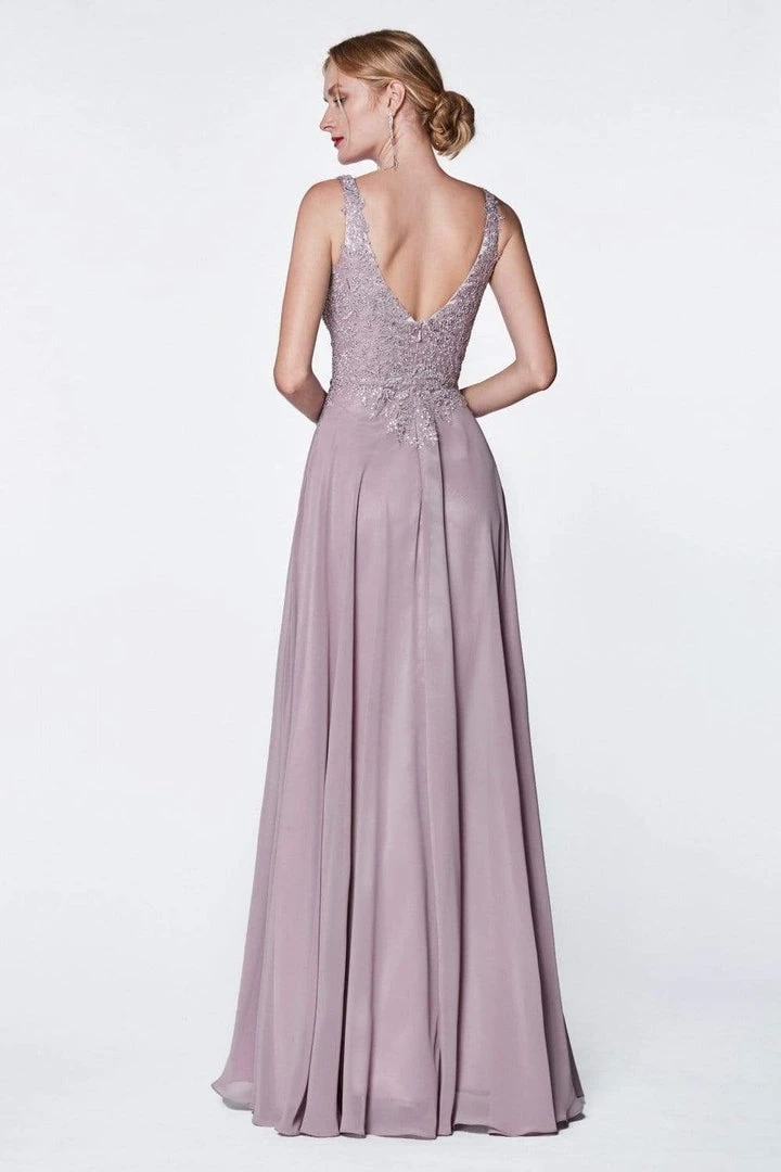 Cinderella Divine - CD0133 Sleeveless V Neck Lace Bodice Chiffon Gown 8 Cinderella Divine - CD0133 Sleeveless V Neck Lace Bodice Chiffon Gown