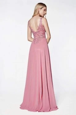 Cinderella Divine - CD0133 Sleeveless V Neck Lace Bodice Chiffon Gown 18 Cinderella Divine - CD0133 Sleeveless V Neck Lace Bodice Chiffon Gown
