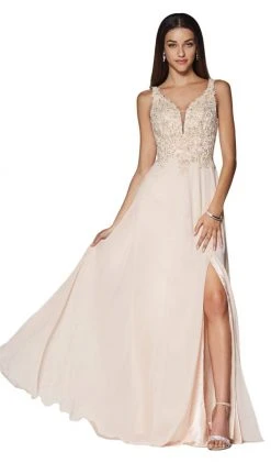 Cinderella Divine - CD0133 Sleeveless V Neck Lace Bodice Chiffon Gown 13 Cinderella Divine - CD0133 Sleeveless V Neck Lace Bodice Chiffon Gown