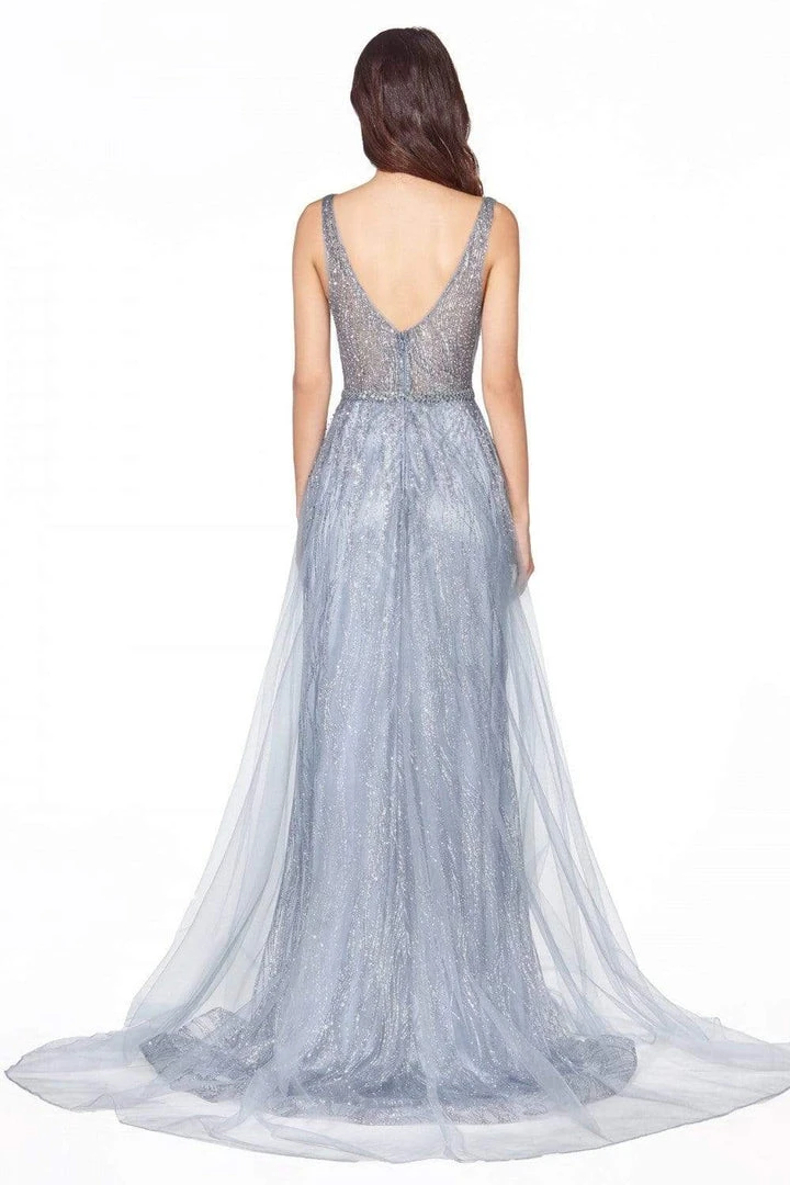 Cinderella Divine - CD0152 Deep V-neck Glitter Tulle A-line Dress 7 Cinderella Divine - CD0152 Deep V-neck Glitter Tulle A-line Dress