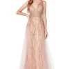Cinderella Divine - CD0152 Deep V-neck Glitter Tulle A-line Dress