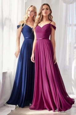Cinderella Divine - CD0156 Off Shoulder Pleated Bodice Chiffon Dress 17 Cinderella Divine - CD0156 Off Shoulder Pleated Bodice Chiffon Dress