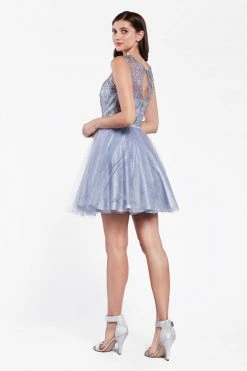 Cinderella Divine - CD20 Glitter Floral Tulle Cocktail Dress 17 Cinderella Divine - CD20 Glitter Floral Tulle Cocktail Dress