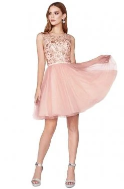 Cinderella Divine - CD20 Glitter Floral Tulle Cocktail Dress