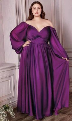Cinderella Divine CD243C - Bishop Sleeve Prom Gown