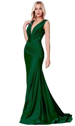 Cinderella Divine - CD912 Sleeveless V Neck Mermaid Long Evening Gown 12 Cinderella Divine - CD912 Sleeveless V Neck Mermaid Long Evening Gown