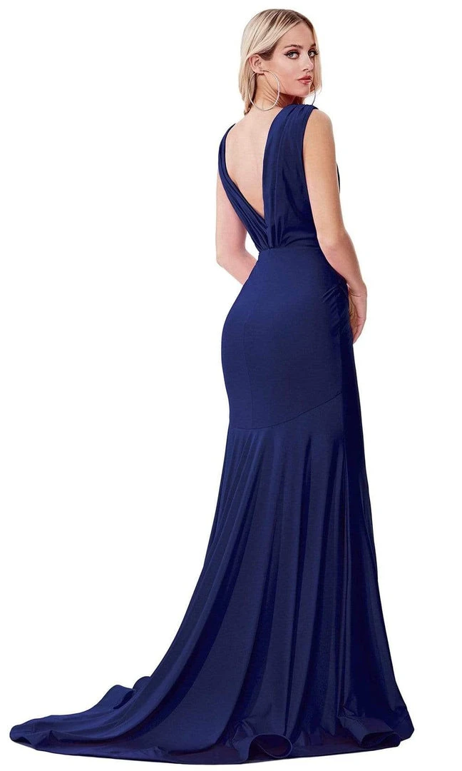 Cinderella Divine - CD912 Sleeveless V Neck Mermaid Long Evening Gown 6 Cinderella Divine - CD912 Sleeveless V Neck Mermaid Long Evening Gown