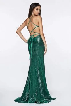 Cinderella Divine - CJ512 Strappy Back Metallic Glitter Evening Gown