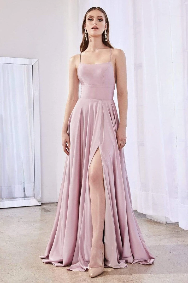 Cinderella Divine - CJ527 Long Crisscross Back Satin A-Line Dress 5 Cinderella Divine - CJ527 Long Crisscross Back Satin A-Line Dress