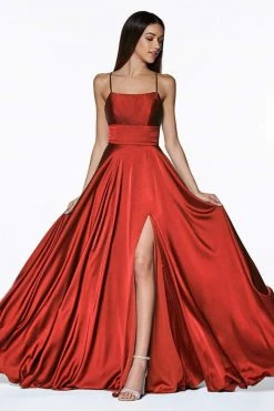 Cinderella Divine - CJ527 Long Crisscross Back Satin A-Line Dress 20 Cinderella Divine - CJ527 Long Crisscross Back Satin A-Line Dress