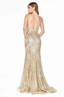Cinderella Divine - CR844 Plunging V Neck Glitter Mermaid Gown 8 Cinderella Divine - CR844 Plunging V Neck Glitter Mermaid Gown