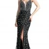 Cinderella Divine - CZ0012 Embellished Deep V-neck Trumpet Dress 1 Cinderella Divine - CZ0012 Embellished Deep V-neck Trumpet Dress