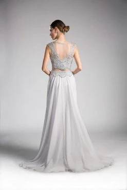 Cinderella Divine - Embellished Illusion Bateau A-line Dress