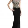 Cinderella Divine - Gold Embellished Illusion Bateau Sheath Dress 2 Cinderella Divine - Gold Embellished Illusion Bateau Sheath Dress